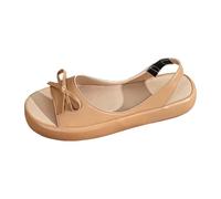 HEMNACU Elegant Women's Sandals Without Heels Open Toe Summer Breathable Lightweight Chic for Daily Use Orthopedic Walking Sandals for Leisure Indoor Soft Non-Slip, A - Khaki, 5 UK