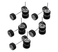 Hemobllo 1/64 Scale Alloy Diecast Model Car Tires Set, Silver Rubber Five-star, Tree-spoke B, Ten-spoke, Seven-spoke, Six-spoke Wheels, Replacement Rc Car Wheel Accessories for Model