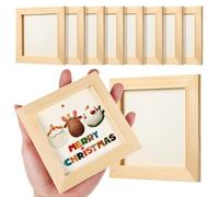 Hemobllo 10 Pack 4.72 Inch Unfinished Wooden Picture Frames Small Photo Frames for Diy Craft Projects Painting Display Home Decor