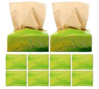 Hemobllo 10 Packs Natural Bamboo Pulp Tissue Paper, Outdoor Travel Practical Extraction Napkins, Light Yellow Biodegradable Paper for Home and Hotel Use