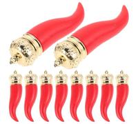 Hemobllo 10 Pcs Red Artificial Chili Pepper Charms for Jewelry Making, Lifelike Vegetable Pendants 7cm, DIY Bracelet Necklace Craft Accessories for Beading and Garland