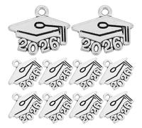 Hemobllo 100pcs Alloy Graduation Cap Charms for 2026 Graduation Period with Detachable Design Silver Year Pendant Charms and Anniversaries