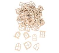 Hemobllo 100pcs Unfinished Miniature Wooden Fairy Doors and Window Frames for DIY Garden Accessories, Mini Dollhouse Furniture Suitable for Outdoor Yard and Tree Decor