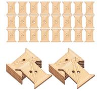 Hemobllo 100pcs Wooden Floss Winder Boards 24x19mm Natural Wood Thread Organizer Cards for Embroidery Cross-Stitch Sewing Craft DIY Yarn Bobbin Set