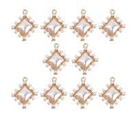 Hemobllo 10pcs Alloy Pearl and Rhinestone Pendants Set for DIY Jewelry Making, Square and Single Drop Charms for Hair Accessories and Necklace Crafting