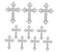 Hemobllo 10pcs Antique Silver Alloy Cross Pendants Charms for DIY Jewelry Making Long Sweater Chain Necklace Accessories Fashion Charm for Bracelets Keychains Anklets Cellphone Decoration