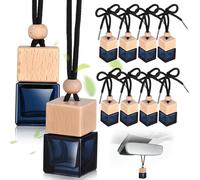 Hemobllo 10pcs Black Car Air Freshener Bottles Empty Glass Bottle Pendants Hanging Auto Ornaments with Wooden Caps and Rope for Rearview Mirror Decoration