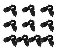 Hemobllo 10pcs Black Satin Bunny Ear Scrunchies for Women Soft Elastic Hair Bands that Glide over Hair without Damage for Comfortable Ponytail Holders