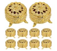 Hemobllo 10pcs Golden round Boxes for Wedding and Party Favors, Sturdy Storage Case with Beautiful Embossed Rose Design, for Chocolates and Crafts Packaging