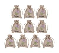 Hemobllo 10pcs Linen Sachet Bags 10x14cm Drawstring Burlap Embroidered Pouches Cotton Small Storage Bags for Wedding Party Favor and Spice Packaging