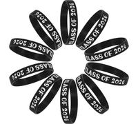 Hemobllo 10pcs Silicone Graduation Wristbands with Flexible Design and Keepsake Feature for Senior Celebrations and Graduation Events Time Tribute for University Grads in Bold Black Style