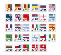 Hemobllo 116pcs Waterproof Temporary Face Patriotic World Flag Stickers 60x60mm, 29 Sheets Per Set, 4 Sets for Sports Events, Marathons, and 4th of July Decorations