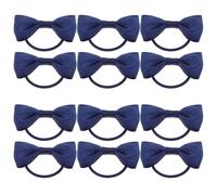 Hemobllo 12pcs Bow Hair Bands Elastic Hair Ties with Bowknot for School and Holiday Use Navy Colour Polyester Cloth Material Gentle on The Scalp for Little