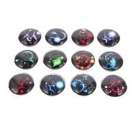 Hemobllo 12pcs Glass Fridge Magnet Sticker Set with Pin Recipe and Easy to Remove Features, Black Zodiac Refrigerator Magnets for Magnetic Surface and Cubicle Decoration