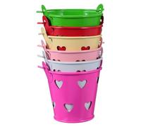 Hemobllo 12pcs Mini Tinplate Candy Buckets with Handles, Heart Shaped Hollow Storage Containers for Candy Holder, for Club and Theme Shop Decoration Random Color