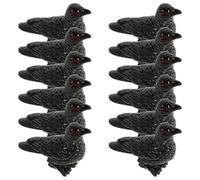 Hemobllo 12pcs Miniature Crow Figurines Resin Halloween Birds Craft Mini Garden Ornaments Black Raven Statues for Micro Landscape and Home Decoration
