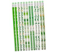 Hemobllo 12Pcs Saint Patrick's Day Four Leaf Clover Pencils with Eraser Break Resistant Writing and Drawing Pencils for School Office and Non Fading Colors Ergonomic Design