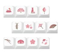 Hemobllo 12pcs Sakura Keycap, Mechanical Keyboard Key Caps, Pbt Cherry Profile, 12-key DIY Set, Pink, Five-sided Sublimation for DIY Mechanical Keyboards