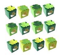 Hemobllo 12pcs St Patrick’s Day Shamrock Candy Boxes Set with Window, Reusable Irish Treat Favor Boxes for Cupcakes, Cookies, and Party Decorations