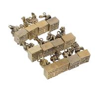 Hemobllo 12pcs Vintage Brass Zodiac Keychain Pendants Decorative Animal Sculptures for Home Decor Unique Zodiac Craft Statues for Chinese Year Collection