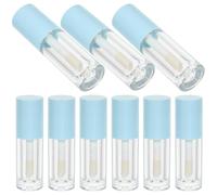 Hemobllo 14ml Plastic Lip Gloss Tubes with Wand Refillable Lip Balm Containers 14pcs Blue Cap for Travel and Makeup Use