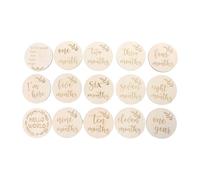 Hemobllo 15pcs Wooden Progress Cards Set, 10cm Diameter Commemorative Monthly Growth Photography Props for Newborns and Infants, DIY Birthday and Memory Recording