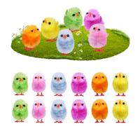 Hemobllo 18 Pcs Premium Fluffy Easter Chicks (Multicolour) - Cute Chenille Mini Chicks Figurines for Easter Bonnet Decorations, Cake Toppers, Egg Hunt Fillers & Arts Crafts (3cm)