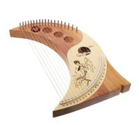 Hemobllo 19-string Lyre Harp Wooden Body with Metal Strings, Handheld Ancient Style Musical Instrument for Music Education and Entertainment, Includes Tuning Wrench, Suitable for Adults