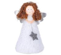 Hemobllo 1Pc Angel Christmas Tree Topper, 5.5 Inch White Plush PVC Xmas Tree Topper Ornament with Fairy Stick, Small Festive Fairy for Christmas & Home Holiday Decoration