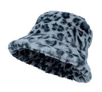 Hemobllo 1Pc Fashionable Leopard Print Bucket Hat for Warmth Style Fluffy Fisherman Hat for Indoor Outdoor Activities Present for Fall Grey