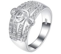 Hemobllo 1pc Fashionable Music Note Ring with Shiny Diamonds Creative Wide Band Silver Finger Ring for Women Stylish Jewelry Expressing Music Passion