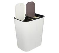 Hemobllo 2-compartment Dry and Wet Trash Can with Lid, Kitchen Recycling Waste Bin, Ivory White Home Garbage Container for Bathroom and Kitchen Use, Dual Compartments Rubbish Bin