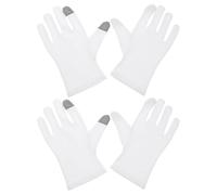 Hemobllo 2 Pairs Cotton Beauty Gloves with Two Finger Touchscreen for Overnight Moisturizing and Hand Care, Soft Cotton and Spandex Material, for Sleeping and Skin Hydration