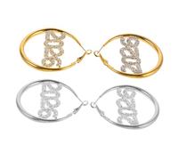 Hemobllo 2 Pairs Rhinestone Hoop Earrings Dazzling Hoops for Women Silver Gold Plated Festive Sparkling Ear Dangles for Year Parties Graduations Proms Secure Fit