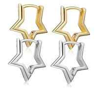 Hemobllo 2 Pairs Star Hoop Earrings Small Geometric Five Pointed Minimalist Lightweight Buckles for Women Fashion Jewelry Gift