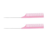 Hemobllo 2 Pcs Carbon Fiber Tail Comb Set, Stainless Steel Pintail Combs in Pink, Anti-static Hairdressing Tools for Professional Styling and Teasing, Suitable for Salon and Home Use