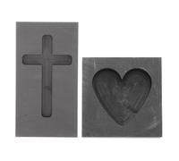Hemobllo 2 Pcs Graphite Ingot Mold Set, Heart & Cross Shaped Casting Molds for Metal Melting, High Temp Crucible Mould for Gold Silver Copper Easter Jewelry DIY & Religious Crafts (50x50x20mm)