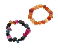 Hemobllo 2 Pcs Mixed Color Agate Bracelets Lightweight Gemstone Hand Rope Simple Design for Travel and Yoga Decoration Easy to Carry Unisex Stretch Bracelets