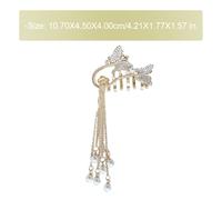 Hemobllo 2 Pcs Rhinestone Butterfly Hair Claw Clips with Tassel Dangle Medium Size Hair Jaw Clamp for Women’s Half-up Hairstyle for Daily and Party Use