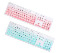 Hemobllo 2 PCS Silicone Keyboard Cover Waterproof Laptop Keyboard Cover Skin Dust-proof Keyboard Protector Compatible for Dell KB216P/KB216T/WK636(Gradient Pink Gradient Mint)