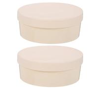 Hemobllo 2 Pcs Small Round Wooden Storage Boxes 14.5 X 6 Cm, Unfinished DIY Painting Craft Boxes, Baking Bread Packaging Container for Home Organization