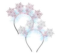 Hemobllo 2 Pcs Snowflake Headbands Holiday Festival Hair Accessories Elastic Felt Fabric Comfortable Fit for Christmas Parties and Stage Performances Silver Pink