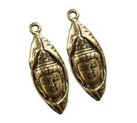 Hemobllo 2 Pieces Brass Buddhist Statue Pendant Keychain Set with Lotus Leaf Design, Vintage DIY Household Hanging Decor for Arts and Crafts Jewelry Making