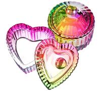 Hemobllo 2 Pieces Dappen Dish Glass Containers with Lids for Acrylic Monomer and Nail Art Powders in Decorative Round Heart Styles