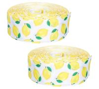 Hemobllo 2 Rolls Polyester Lemon Print Ribbon with Wired Edge and Resist Deformation Features, Fruit Themed Decorative Ribbons for Wreath Making, Weddings, Party Decorations, and Crafting