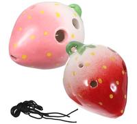 Hemobllo 2 Sets 6-hole Strawberry Shaped Ocarinas for Beginner Practice Wind Instrument Fruit Design Musical Random Colored Neck Strap