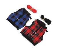 Hemobllo 2 Sets of Bunny Harness with Leash for Small Pets Rabbit Mesh Cloth Waistcoat Lightweight Outdoor and Indoor Use Adorable Rabbit Outfit in Grid Pattern