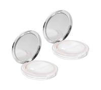 Hemobllo 2 Sets Portable Loose Powder Box with Built-in Puff Mixing Makeup Powder Elegant Silver Abs Cloth Compact Case for Female Friends Daily Makeup