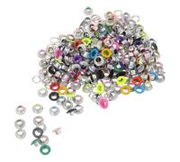 Hemobllo 200 Sets Eyelets and Grommets Set, 5mm Iron Round Decorative Eyelets, Mixed Colours, for Fabric Clothing, DIY Shoe Making Supplies, Home Crafting Random Color