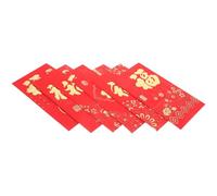 Hemobllo 2024 Chinese New Year Dragon Year Red Envelopes Set of 6 with Embossed Fu Logo Gold Foil Traditional Money Pockets for Party Wedding Cash